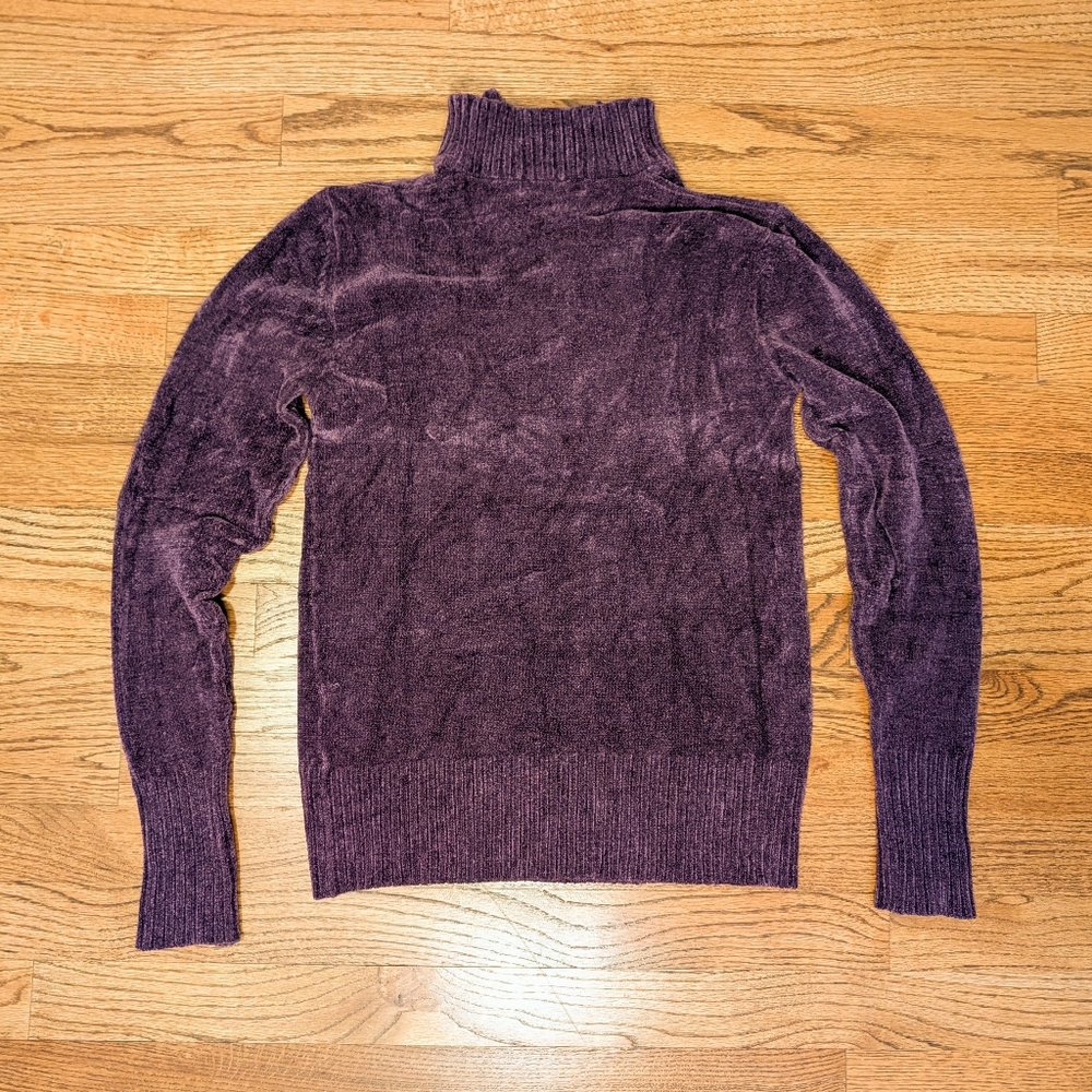 Say What Junior's Sweater Purple Quarter Zip Chenille Cozy Pullover Size XL - Picture 3 of 5